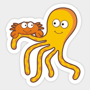 Crab with Octopus Sticker